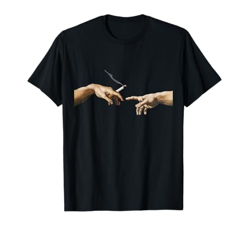 Michelangelo - Erschaffung von Adam Zigarette Rauchen Kunst T-Shirt