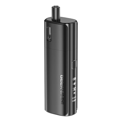 GEEKVAPE Soul 2 Pod Kit, Built-in 2100mAh Battery, MTL & RDL Vaping, Smart Mode, Adjustable Airflow, 0.99” Hidden Screen, 4ml Cartridge, Auto Draw/Button Activation,No Nicotine (Schwarz)