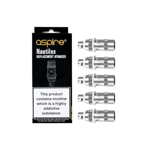 Aspire Nautilus Ersatz Zerstäuber Köpfe, Verdampferkopf echte Original Authentic Aspire Nautilus BVC Coil 1.8 ohm - 5 Stück, Ohne Nikoti
