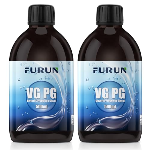2 x 500ml 50% VG Glycerin / 50% PG Propylenglykol, Pharma-Qualität, Hochreines 50% VG Glycerin flüssig E422 / 50% PG Propylenglykol flüssig E1520- Rein, Vegan, 0% Zusatzstoff