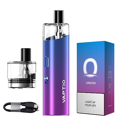 VAPTIO Orizon Kit Elektronisches Zigaretten 1500mAh 25W Vape Pen mit 0,6ohm Spule 4,0 ml Pod,kein E-Liquid kein Nikotin (Blau-lila)