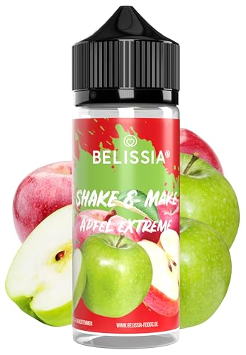 Belissia Shake and Make - Apfel-Extrem - Hochdosiertes Lebensmittel Aroma 10ml mit praktischer Schüttelflasche zum mischen. Zur Verwendung in Lebensmitteln, für Vernebler, Nebelmaschinen, Diffuser uvm