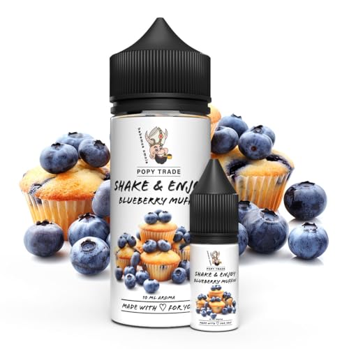 POPY TRADE - Shake & Enjoy - Blueberry Muffin - Overdosed Aroma 10ml in 120ml Chubby Gorilla Flasche, einfaches mischen. Für Vernebler, Nebelmaschinen, Diffusor, Lebensmittel, Getränke uvm.