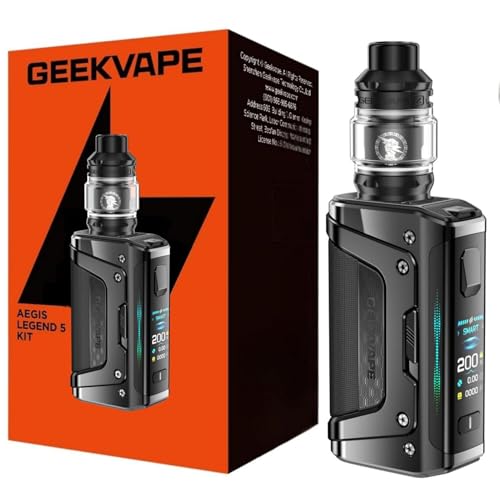 Geekvape Aegis Legend 5 Mod Kit | 200 W TC Box Mod (Battery Not Included) Vape with Z Sub Ohm Tank 5.5 ml Vaper Z Coil Vaporiser No Nicoti