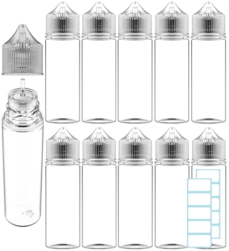 10 x 60ml Fläschchen Leere E-Liquid Tropfflasche Flasche Kurzes Format + 10 Etiketten 60 ml Tropfer Elektronische Zigarette DIY Öl Soße Farbstoff Tint