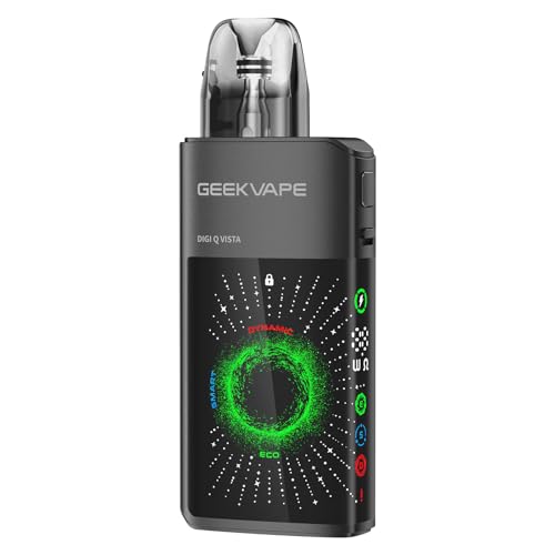 GEEKVAPE Digi Q Vista Pod Kit 35W E-Zigarette mit 1600-mAh-Batterie, 3D-gebogenem Display, kompatibel mit 3-ml-Q-Cartridges (0,6/0,8 Ω) für MTL & RDL, knopfgesteuerte Aktivierung, No Nicoti