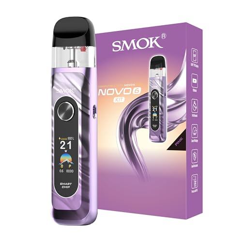 SMOK Novo 6 Pod System E Zigarette MTL/RDL Zugautomatik Kompaktes Alltagsgerät Stufenlose Airflow 1700mAh 0.96 Zoll TFT Kompatibel mit Novo 5 Meshed 0.6/0.7 Pod Pink Ohne Nikoti