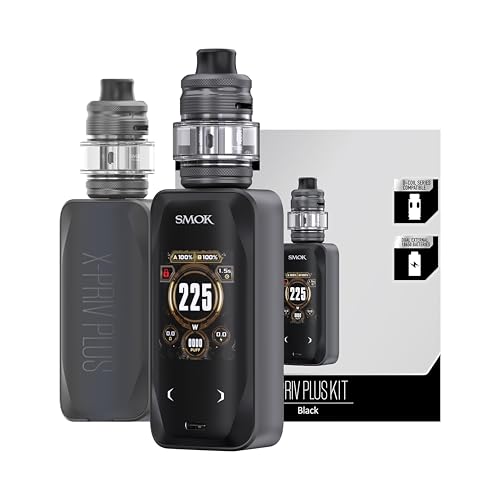 SMOK X-Priv Plus 225W DTL E-Zigarette Kit | TF-D Subtank 5,5 ml | 2,01' Touchscreen | Kompatibel mit D-Coils (0,15Ω|0,23Ω|0,4Ω) | Einstellbarer Luftstrom | 2x18650(nicht inkl.)| Ohne Nikotin | Schwarz