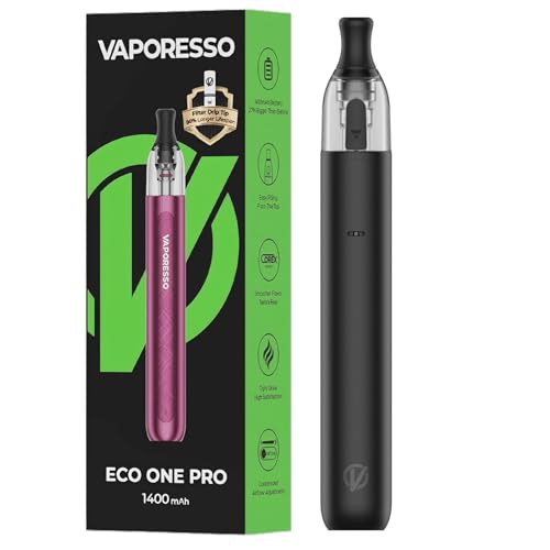 Vaporesso ECO One Pro Kit Pen Style Pod Vape Built in 1400mAh battery,Top Filling 2ml ECO One Pod Cartridge 0.8ohm Vaporizer COREX SMOOTH Electronic Cigarette No Nicotine (Mitternachtsschwarz)
