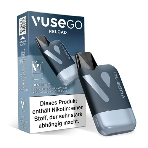 Vuse Go Reload Starter Set mit Zugautomatik, Kompakte Vape mit USB-C Kompatibilität, ergonomisches Design, mit nur einem Device, Pod System, Keine einweg ePod Caps enthalten, Farbe: Schwarz