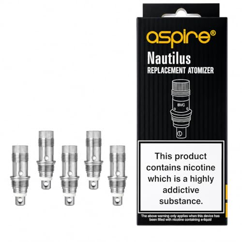 Aspire Nautilus Ersatz Zerstäuber Köpfe, Verdampferkopf echte Original Authentic Aspire Nautilus BVC Coil 1.8 ohm - 5 Stück, 100