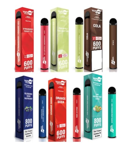 Einweg Elektronische Zigarette - 600 puffs Pod für einmaligen Gebrauch - Nikotin: 0% - Vape ohne Tabak und Nikotin.
