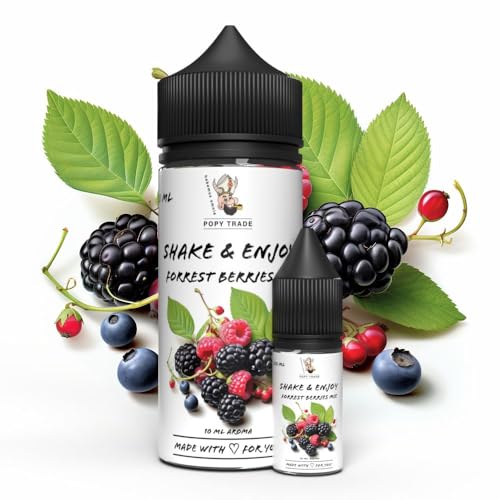 POPY TRADE - Shake & Enjoy - Hochdosiertes Aroma 10ml in 120ml Chubby Gorilla Flasche, einfaches mischen. Für Vernebler, Nebelmaschinen, Diffusor, Lebensmittel, Getränke uvm (Forest Berries Mix)