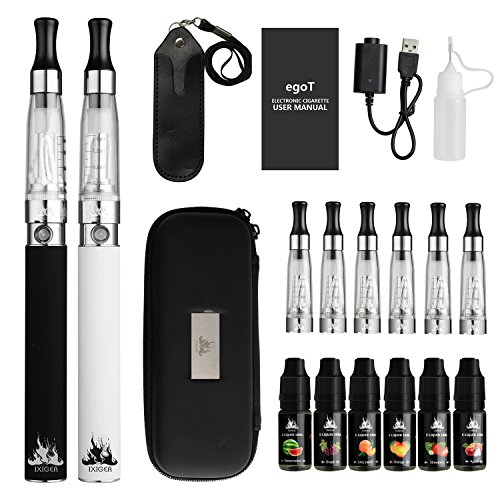  E-Zigarette Starterset Elektronische Zigarette E Shisha liquid IXIGER： 6x CE4 Atomizer Verdampfer 1,6ml 6x 10ML E-Liquid ohne Nikoti