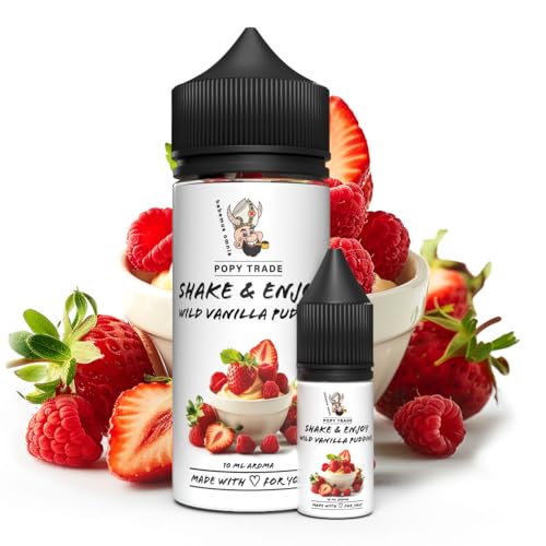 POPY TRADE - Shake & Enjoy - Wild Vanilla Pudding - Overdosed Aroma 10ml in 120ml Chubby Gorilla Flasche, einfaches mischen. Für Vernebler, Nebelmaschinen, Diffusor, Lebensmittel, Getränke uvm.