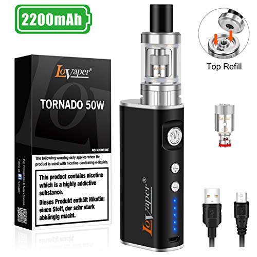 E Zigarette Starter Set: LoVaper 50W Box Mod Kit mit 2200mAh Vape Akku, Top Refill Verdampfer Kopf Tank 0.5ohm 2.0ml, Dampfer Ezigarette Starterset Ohne Nikotin Ohne E Liquid