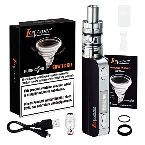 E Zigarette Starter Set LoVaper 60W Box Mod, 2200mAh Akku,Top Refill 0.3ohm/2.0ml Verdampfer Kopf Tank,TC(Temperaturregelung) Box Mod mit 18650 Batterie,E Shisha Ohne Nikoti